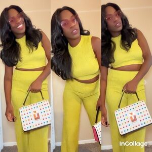 Vibrant  lime green Two-Piece Set